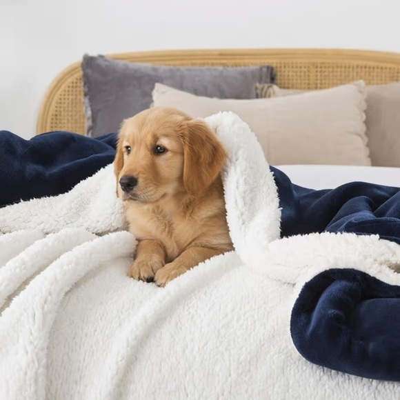 Luxurious Navy and Cream Bedding Set - Picture 3 of 6